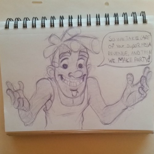More emphasis on how Drake’s character trait is all centered on chilling out instead of worrying about crisis and disaster occuring around him. #sketchavember
