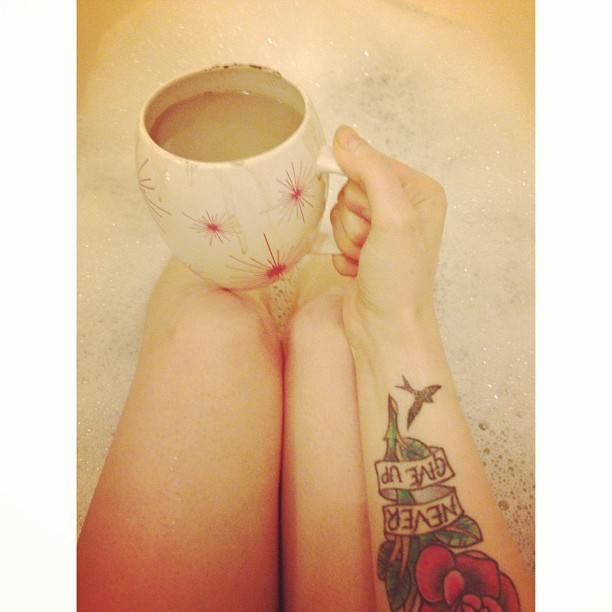 #Relax #bath #ink #tattoo #bubbles #hotchocolate #chilling #me