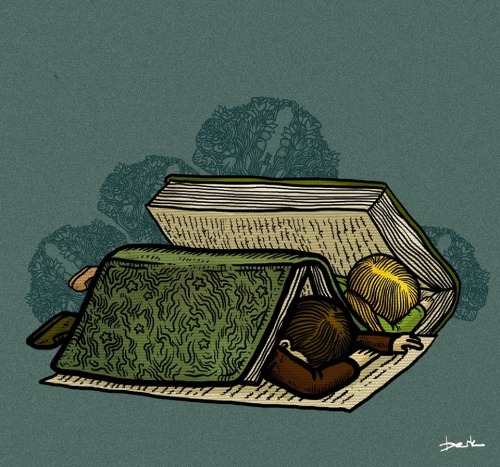 Lectores descansando (ilustración de Berk Öztürk)
