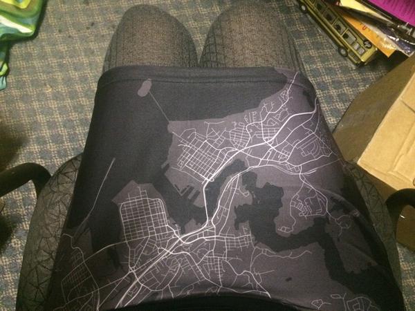 "To help with my back seat driving, Dave got me a skirt with a map of Saint John on it for Christmas."
:D thanks @feelgoodsj!