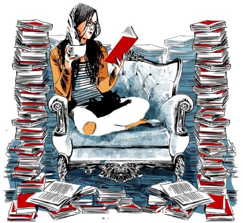 Vaya lectora-devoradora de libros! (ilustración de Oriol Malet)
