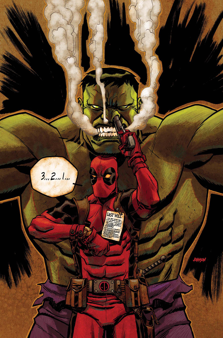 Deadpool Vs Hulk by Dave Johnson