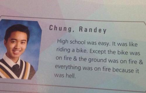 cetamourfou:

Finally my turn to get a yearbook… this is randey.