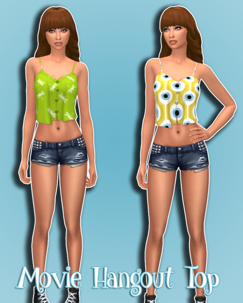 Movie Hangout Flowy TankDownload and Information Below:[[MORE]]simsfileshare/mediafireStandaloneCustom Thumbnail22 PatternsMovie Hangout Stuff is RequiredCredits: Spoonflower for the patterns @calisimgirl for her model.
