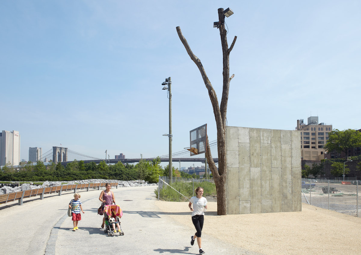 Oscar Tuazon - People, 2012 (Sugar Maple Tree, Concrete, Metal Basketball Backboard and Hoop)