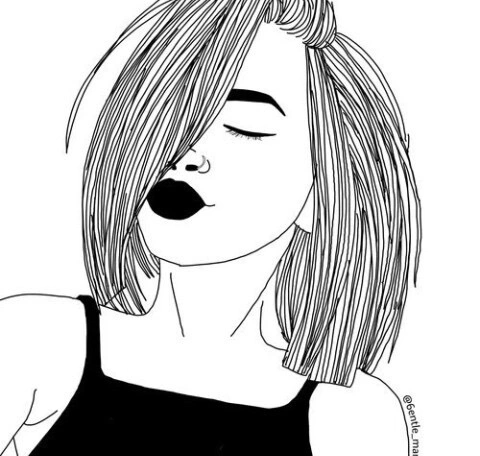 Drawing Art Hair Girl Fashion Hippie Style Hipster Black Draw Line