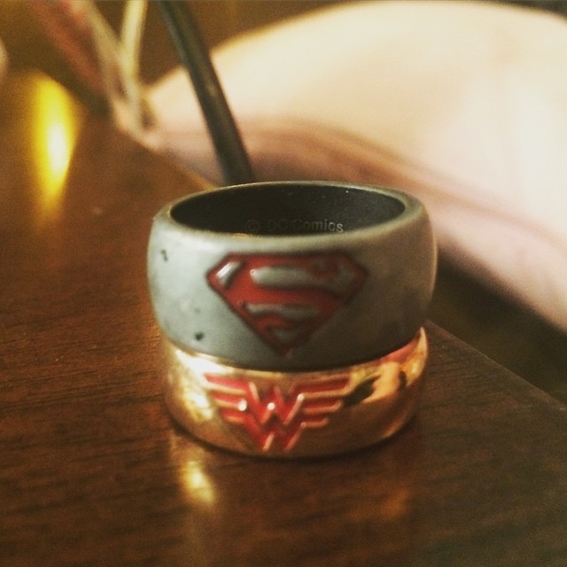 ... promise rings before I left for college :P #DC #superman #wonderwoman