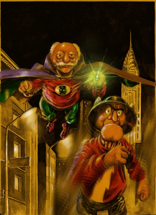 browsethestacks:

Statler And Waldorf As Golden Age Flash And Green Lantern by Nick Perks
