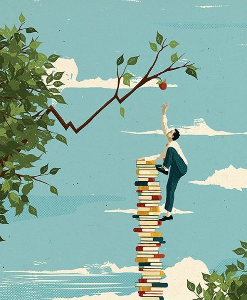 Muchos libros para acceder al conocimiento (ilustración de Mark Smith)