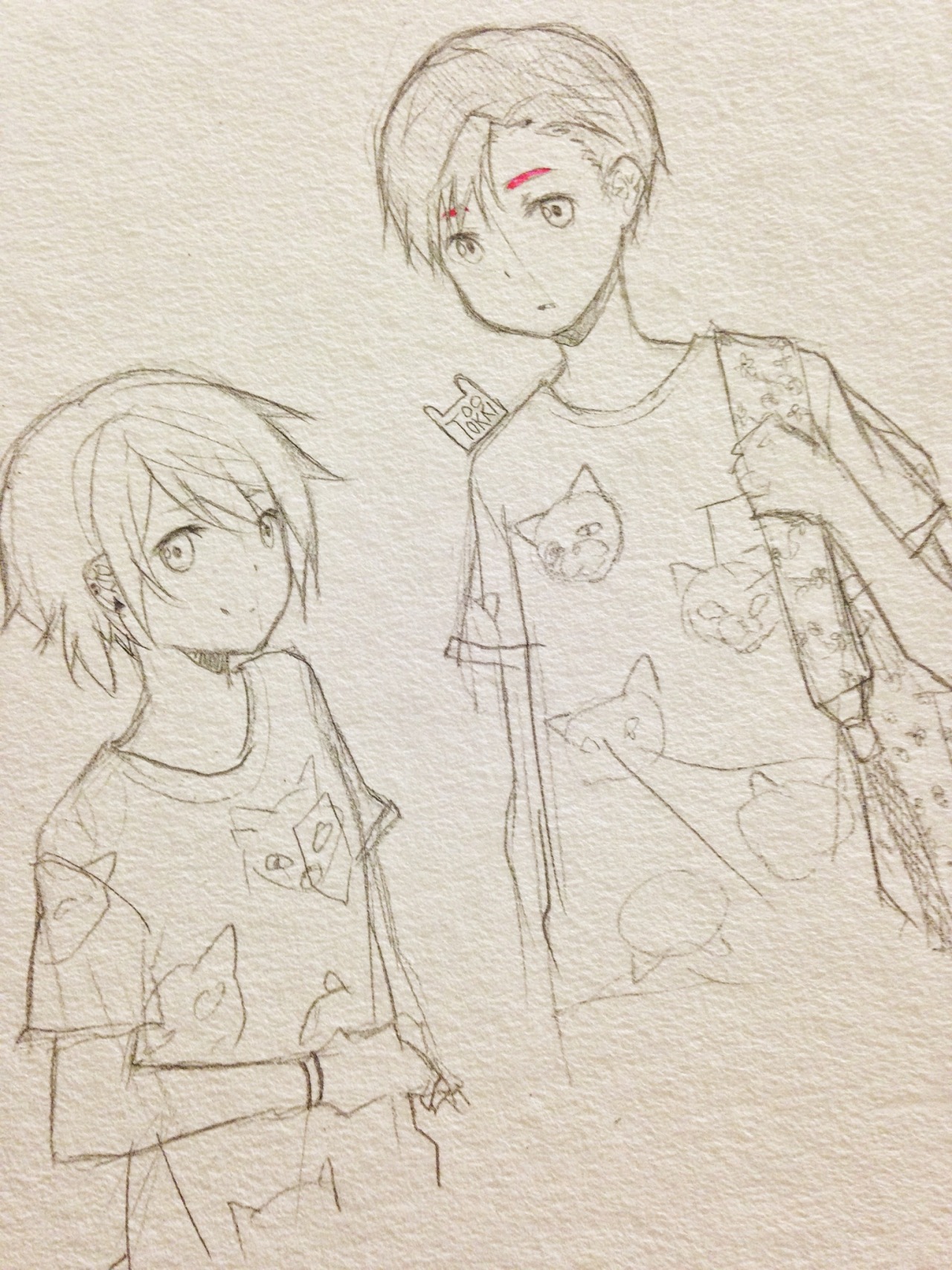 My and go-m&rsquo;s charas in our matching cat shirts /yush