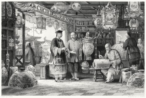 Showroom of a lantern merchant at Beijing.

Thomas Allom, from China vol. 2, by George Newenham Wright, London, circa 1843.

(Source: archive.org)