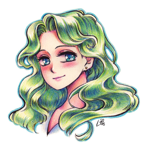 ladugard:

A few things I haven’t done in a while; 1) used a brush pen, 2) drawn Michiru, 3) coloured with pencils, 4) cursed at my scanner for killing the colours
