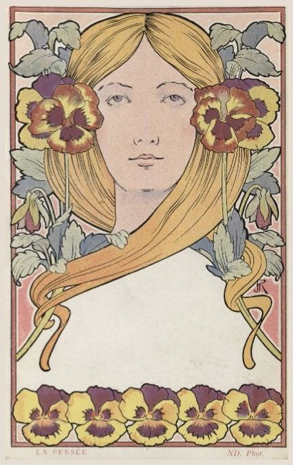 womeninarthistory:

Vintage Post Card, La Pensée, Unknown Artist
