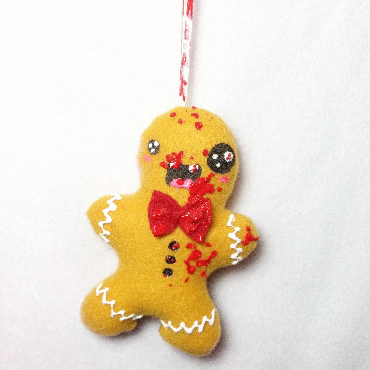 Zombie Gingerbread Man Plush Christmas Ornament