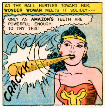sidekickclubhouse:

“Only an Amazon’s teeth are powerful enough to try this!” Wonder Woman #78 (November 1955)