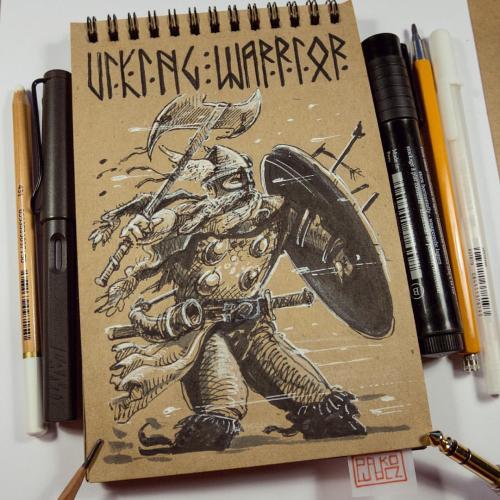 Day 13: Viking Warrior #Drawlloween #inktober #inktober2go #sketchbook #diewithglory #viking
