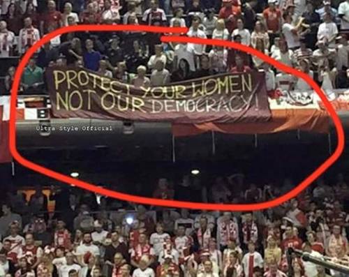 butterflyinblack:

ulrich77:



Polish supporters during Germany - Poland volleyball game in Berlin
 &quot;Protect your women, not our democracy”

AMEN

