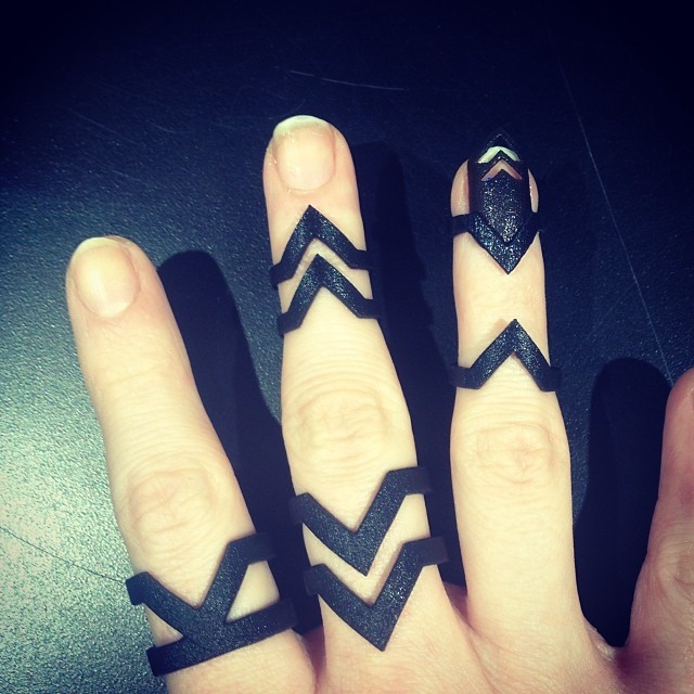 testing out some new ring and nail ring #prototypes! What do you think guys, what material do you want these printed in! #3dfashion #nails #nailjewelry #3dprinting
