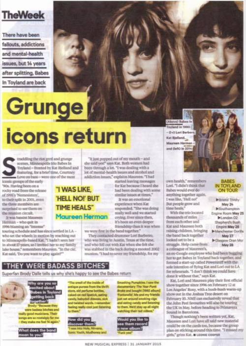 Babes in Toyland in the new NME.