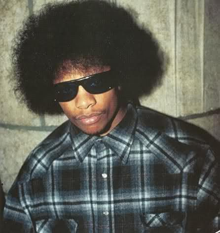 Eazy-E on the set of Run DMCâ€™s Down With The King video shoot.