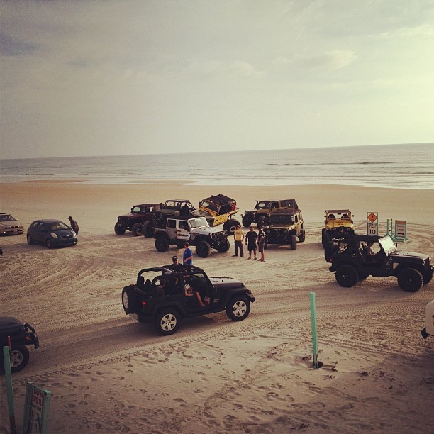 few of the hundreds of Jeeps that are parading on the beach this ...