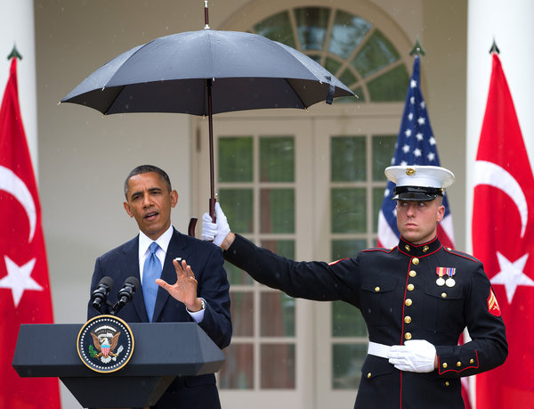(via Libya in Mind, Obama Urges Better Security at Embassies - NYTimes.com) Seems like overkill for an umbrella holder.