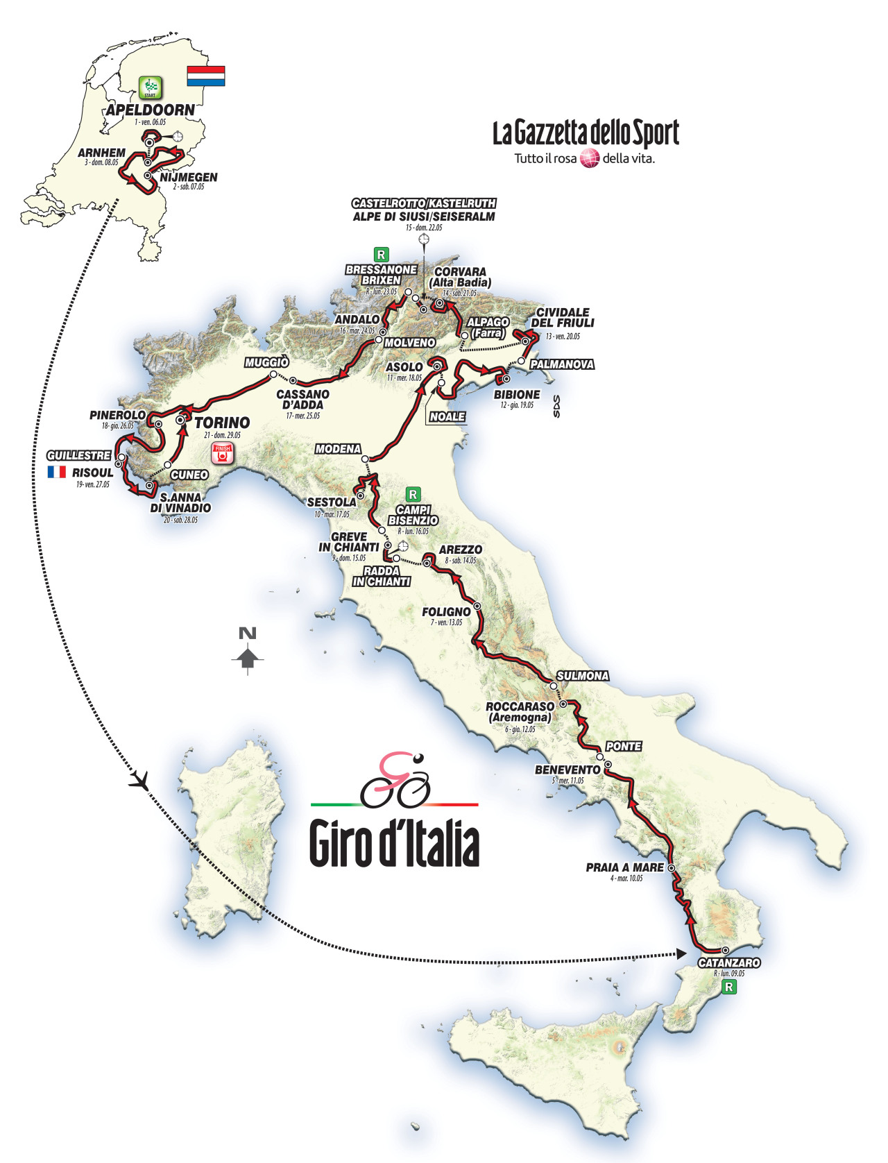 Giro d'Italia map 2016
