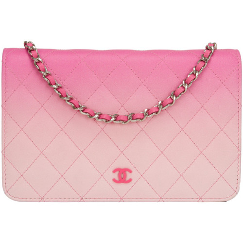 Pre-Owned Chanel Bi-Color Pink Quilted Lambskin Wallet On Chain (WOC ...