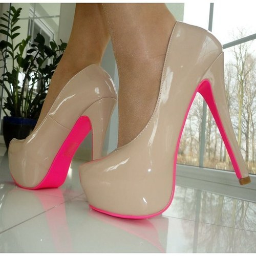 Pink high heel shoes
