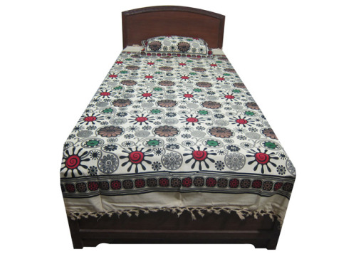 Mogul Bed Cover Indian Inspired Print Cotton tapestry Boho Bedspread
