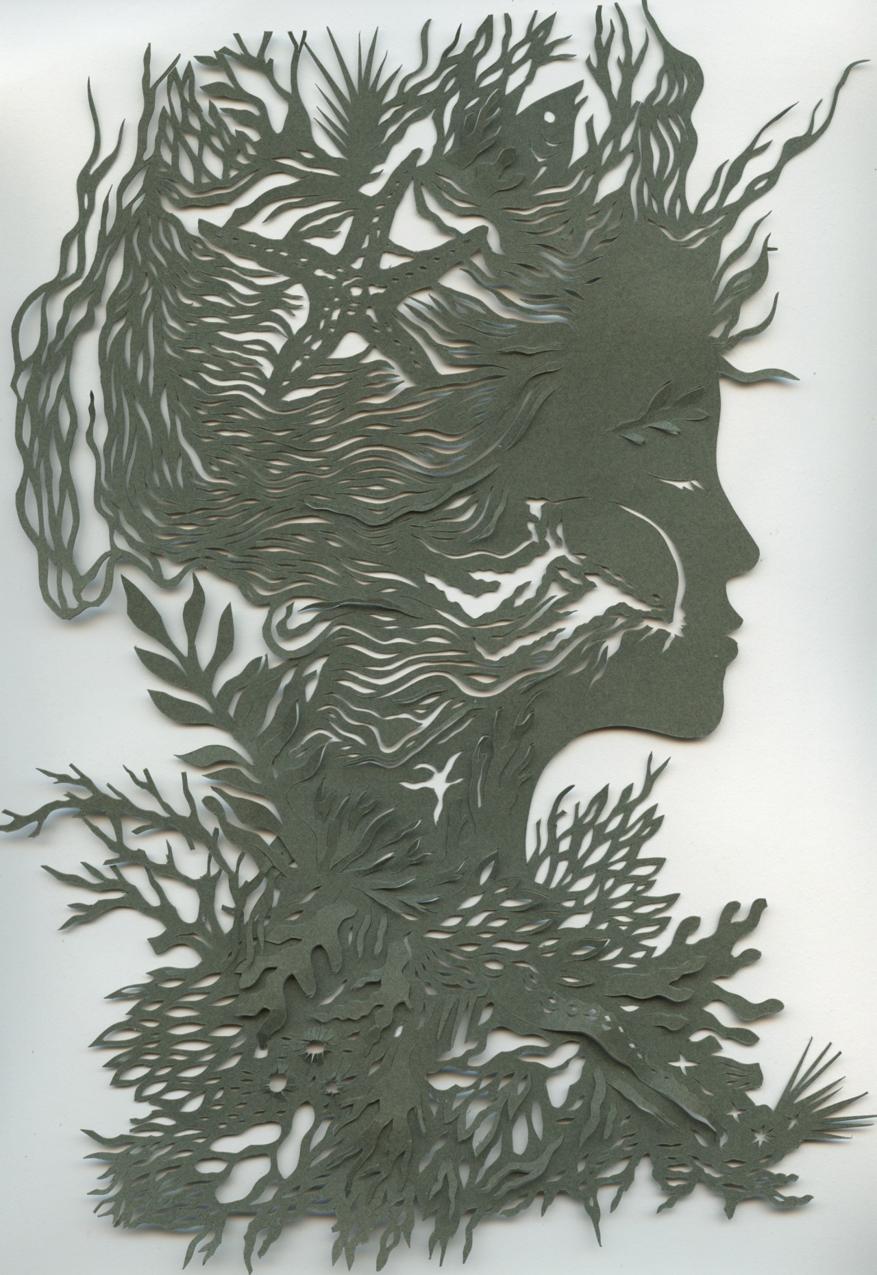 Paper cut from Evidence of Mermaids series, check out the just begun Evidence of Spring here: inkhead