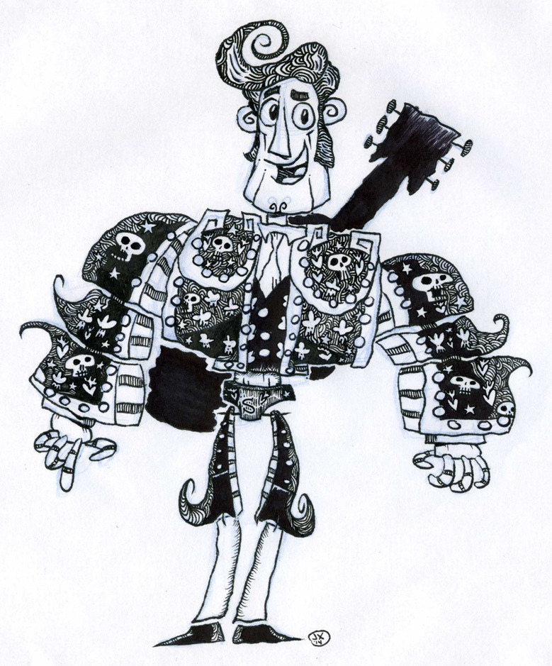 tumblrtoons: Day 14 #inktober!  Manolo from the Book of Life! ¡Felicidades, Jorge! Can’t wait to see it! -Jeaux http://tumblrtoons.tumblr.com/tagged/inktober 
