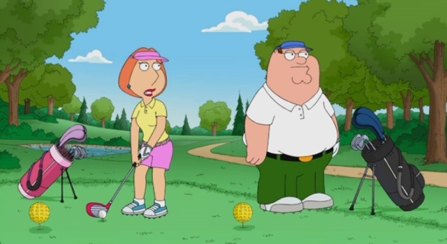 Lois and Peter play golf together. (Hulu)