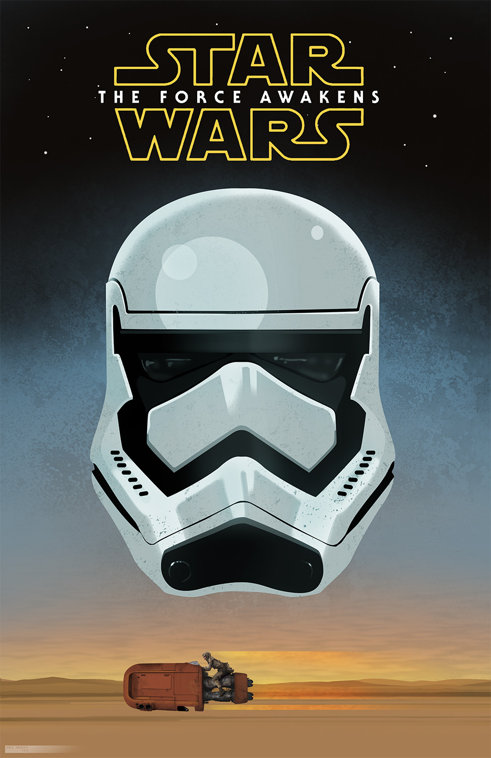 had to do an illustrated poster of the awesome stuff the trailer showed me…GAAAHH!!! can’t wait!! #starwars #forceawakens facebook.com/jamesswagerty  