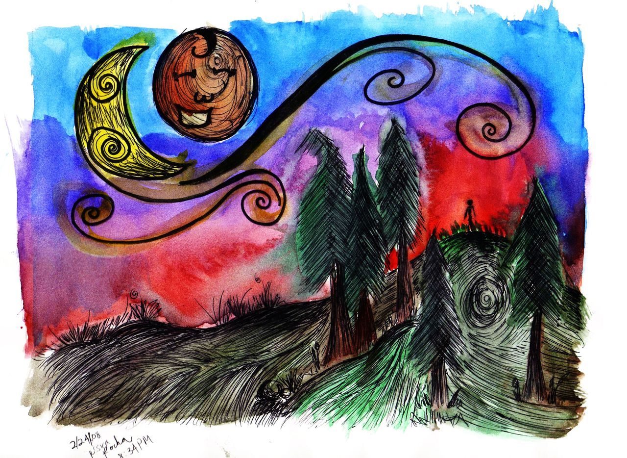 &ldquo;For Nicholas&rdquo; Drew it for my friend while I was away in rainy Humboldt. With Watercolors and a ball-point pen.