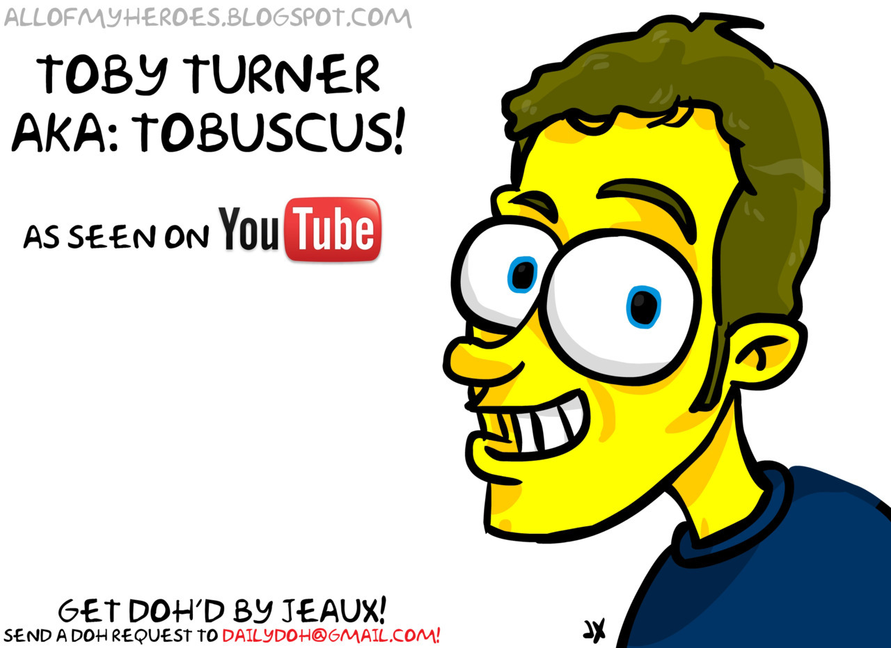 dailydoh: This DOHtrait is of Youtuber Toby Turner, aka: Tobuscus, as requested by Daily Doh FrienDOH- ienjoisushi! Thanks ienjoisushi! I enjoy Sushi too! DOHtrait requests are gonna be closed momentarily, as I’ve received a HUGE response and subsequently, a HUGE Queue for ‘em. In between Daily Doh, Film Shark, Freelance, &amp; a (new!) jobby-job, catching up’s gotten a bit crazy! I do sincerely appreciate all the support DOHsters! In the future, I might be putting up a paypal soon if any of you would be interested in DOHnating for a Dohtrait. A brother has to eat.  These “Doh” jokes are so cheesy, but so fun to do! Sincerely, Jeaux PS- to those of you who have written in to me, both here on Tumblr and Daily Doh’s email account- no worries. I will be completing all of your DOHtraits, it’ll just take me some time. Bear w/ me, but I will get to it. &lt;3 Extra PS- Radical NEWS! my bro &amp; I have started a Tee-shirt design company called Jsky Tees! You dudes and dudettes out there still wear t-shirts right??? It’s gonna be cool, and I love our first design! Check it out and follow us! Buy a tee-shirt, pass it on to a friend! Help us spread the word! :D 
