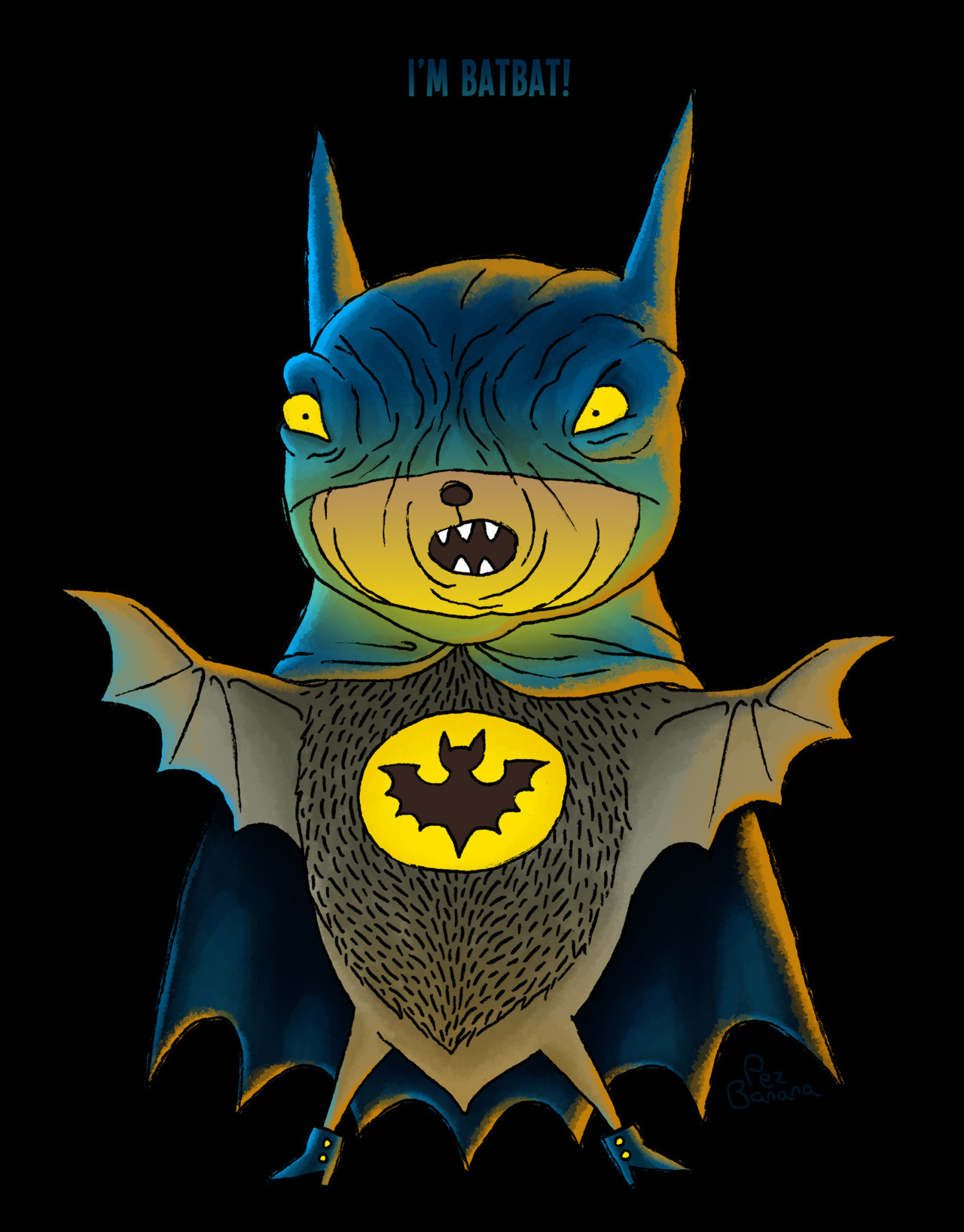 What kind of bat&hellip; spends his days dressed up as a bat? - By PEZ BANANA    @ Tumblr / @ deviantart