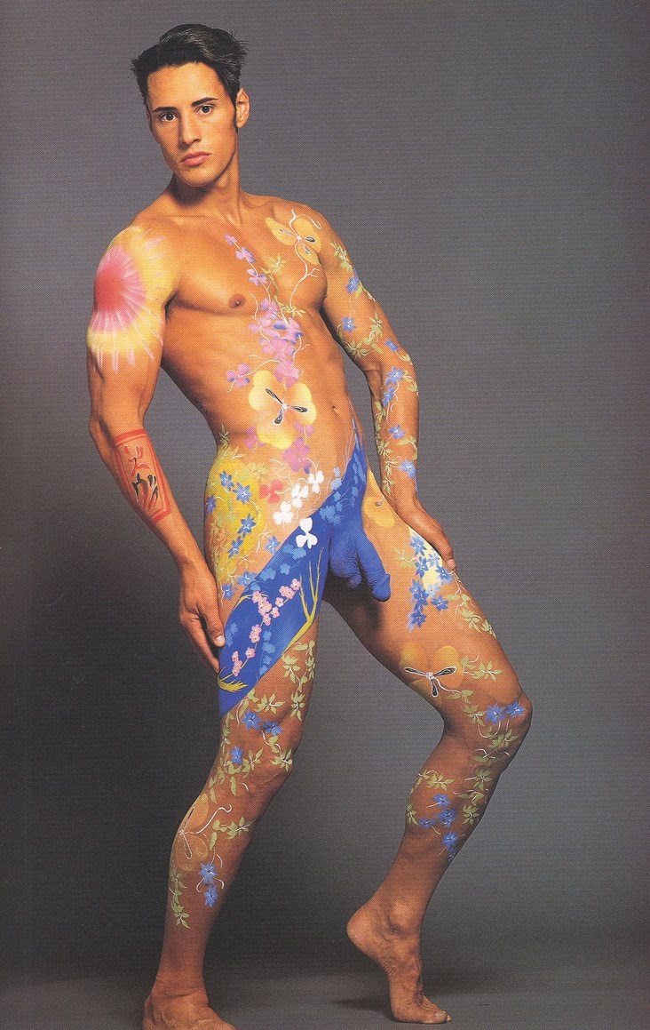 Nude male body painting
